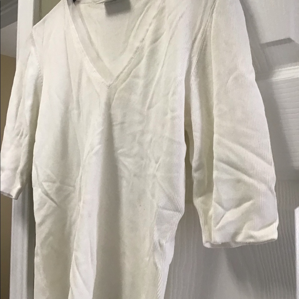 New white knitwear with chiffon trim